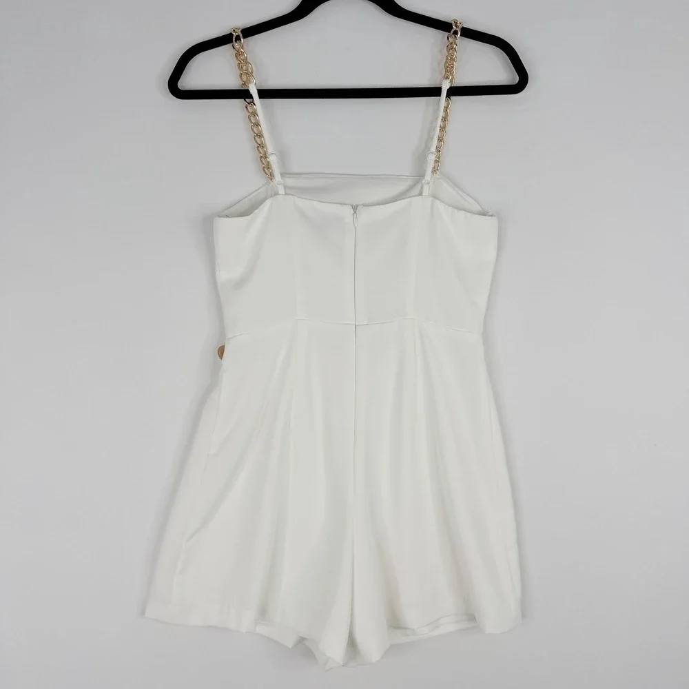 LULUS Cheers To Chic Light Orange Notched Sleeveless Skort Romper Size SMALL